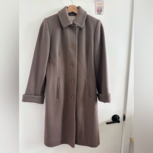 Talbots Petites 2P 100% Wool Brown Overcoat - Taupe
